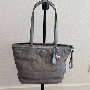 Coach Silver Quilted Tote Bag